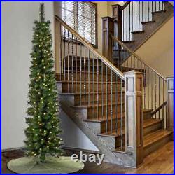 6 ft. Pre-Lit Nooksack Fir Pencil Slim Artificial Christmas Tree with LED Lights