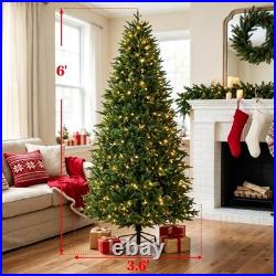 6 ft Pre-Lit Nordmann Fir Artificial Christmas Tree, Hinged Branches Realistic