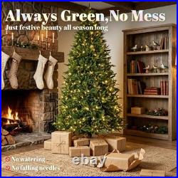 6 ft Pre-Lit Nordmann Fir Artificial Christmas Tree, Hinged Branches Realistic