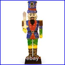 6 ft Pre-Lit Nutcracker with Sword 110 LED Lights Zip Ties & Ground Stakes