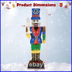 6 ft Pre-Lit Nutcracker with Sword 110 LED Lights Zip Ties & Ground Stakes