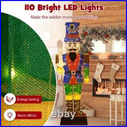 6 ft Pre-Lit Nutcracker with Sword 110 LED Lights Zip Ties & Ground Stakes