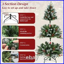 6 ft Prelit Artificial Christmas Tree Snow Frosted Pine Tree With 350 light