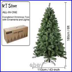 6ft Christmas Tree with Ornaments and Lights All in ONE Classic Themed Completed