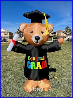 6ft Graduation Inflatable Brown Scholar Teddy Bear Lighted Yard Decor