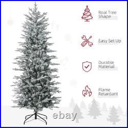 6ft Pre-Lit Flocked Artificial Christmas Tree Snow Branches, Warm Yellow Lights