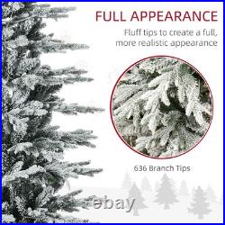 6ft Pre-Lit Flocked Artificial Christmas Tree Snow Branches, Warm Yellow Lights