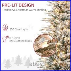 6ft Pre-Lit Flocked Artificial Christmas Tree Snow Branches, Warm Yellow Lights