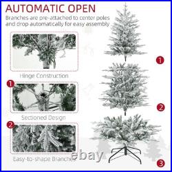 6ft Pre-Lit Flocked Artificial Christmas Tree Snow Branches, Warm Yellow Lights