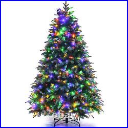 6ft Pre-Lit Snowy Christmas Hinged Tree 11 Flash Modes with 350 Multi-Color Lights