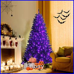 6ft Pre-lit PVC Christmas Halloween Tree Black with 250 Purple LED Lights