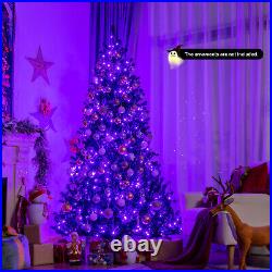 6ft Pre-lit PVC Christmas Halloween Tree Black with 250 Purple LED Lights