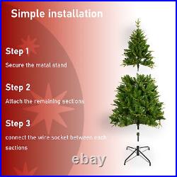 6ft Pre-lit PVC Luxurious Artificial Christmas Tree Hinged 260 LED Xmas Decor