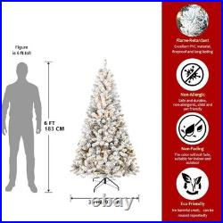 6ft Prelit Snow Flocked Artificial Christmas Tree Home Decore with 250 light