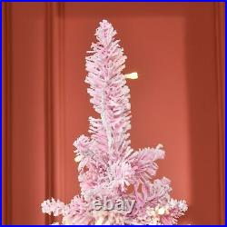 6ft Prelit Snow Flocked Artificial Christmas Tree with Pencil Shape, Pine Realis
