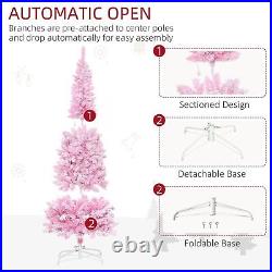 6ft Prelit Snow Flocked Artificial Christmas Tree with Pencil Shape, Pine Realis