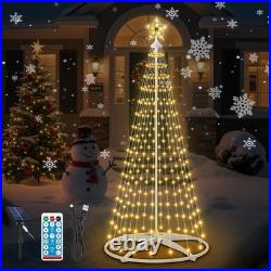 6ft Solar Christmas Cone Tree Lights Outdoor Christmas Decorations, Solar Pow