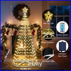 6ft Solar Christmas Cone Tree Lights Outdoor Christmas Decorations, Solar Pow