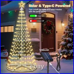 6ft Solar Christmas Cone Tree Lights Outdoor Christmas Decorations, Solar Pow