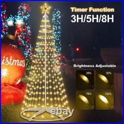 6ft Solar Christmas Cone Tree Lights Outdoor Christmas Decorations, Solar Pow