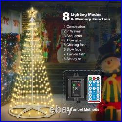 6ft Solar Christmas Cone Tree Lights Outdoor Christmas Decorations, Solar Pow