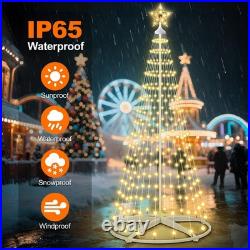 6ft Solar Christmas Cone Tree Lights Outdoor Christmas Decorations, Solar Pow