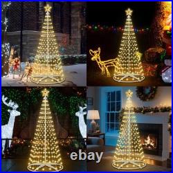 6ft Solar Christmas Cone Tree Lights Outdoor Christmas Decorations, Solar Pow