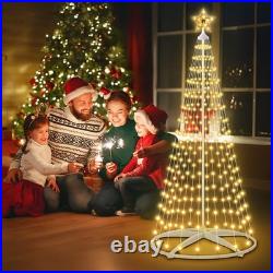 6ft Solar Christmas Cone Tree Lights Outdoor Christmas Decorations, Solar Pow