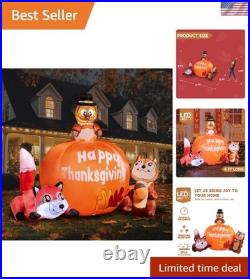 6ft Tall Thanksgiving Scene Inflatable Turkey, Pumpkin, Raccoon & Squirrel
