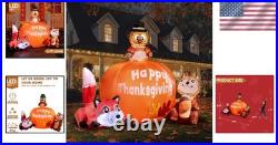 6ft Tall Thanksgiving Scene Inflatable Turkey, Pumpkin, Raccoon & Squirrel