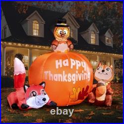 6ft Tall Thanksgiving Scene Inflatable Turkey, Pumpkin, Raccoon & Squirrel