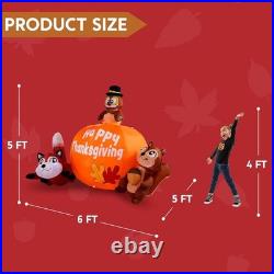 6ft Tall Thanksgiving Scene Inflatable Turkey, Pumpkin, Raccoon & Squirrel 6ft Tall Thanksgiving Scene Inflatable Turkey, Pumpkin, Raccoon & Squirrel