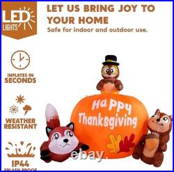 6ft Tall Thanksgiving Scene Inflatable Turkey, Pumpkin, Raccoon & Squirrel