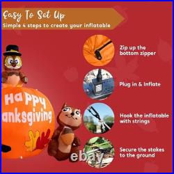 6ft Tall Thanksgiving Scene Inflatable Turkey, Pumpkin, Raccoon & Squirrel