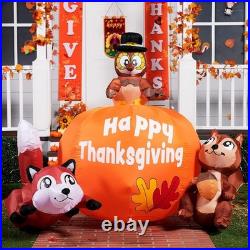 6ft Tall Thanksgiving Scene Inflatable Turkey, Pumpkin, Raccoon & Squirrel 6ft Tall Thanksgiving Scene Inflatable Turkey, Pumpkin, Raccoon & Squirrel