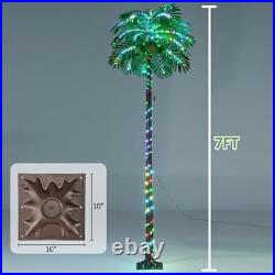 7FT 460 LED Lighted Palm Tree with Coconuts Color Changing Artificial Palm Tr
