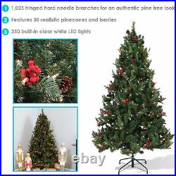 7FT Artificial Christmas Tree Hinged Branches Faux Holiday Pine with Stand Unlit