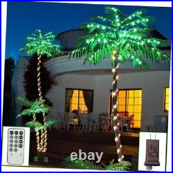 7FT Artificial Lighted Palm Trees for Outside Patio with 260 LED Lighted Three