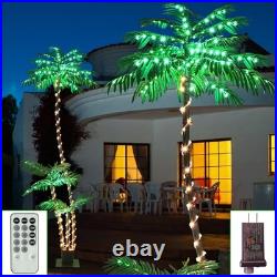 7FT Artificial Lighted Palm Trees for Outside Patio with 260 LED Lighted Three