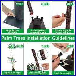 7FT Artificial Lighted Palm Trees for Outside Patio with 260 LED Lighted Three