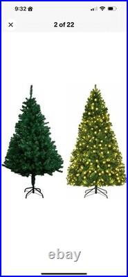 7FT Artificial Pine Christmas Tree with LED Lights Outdoor Xmas Holiday
