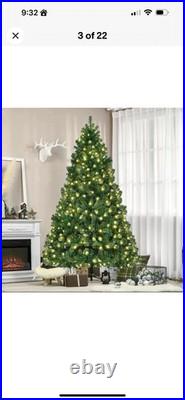 7FT Artificial Pine Christmas Tree with LED Lights Outdoor Xmas Holiday