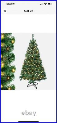 7FT Artificial Pine Christmas Tree with LED Lights Outdoor Xmas Holiday