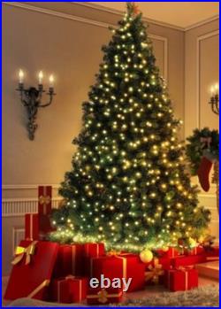 7FT Artificial Pine Christmas Tree with LED Lights Outdoor Xmas Holiday