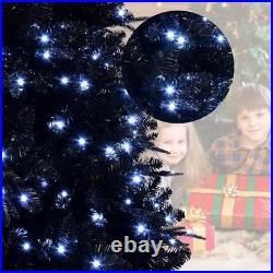 7FT Black Christmas Tree Prelit Artificial Halloween Tree Holiday Décor&450light