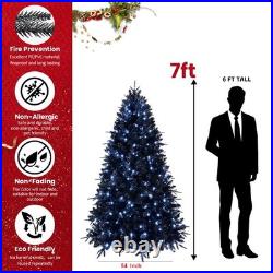 7FT Black Christmas Tree Prelit Artificial Halloween Tree Holiday Décor&450light