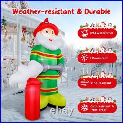 7FT Christmas Inflatables Firefighter Santa 2025 NEW LED Outdoor Decoration