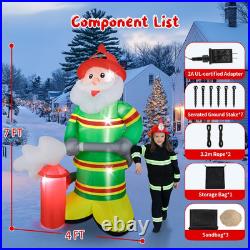 7FT Christmas Inflatables Firefighter Santa 2025 NEW LED Outdoor Decoration