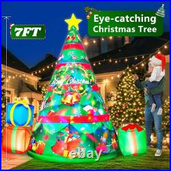 7FT Christmas Inflatables Tree 2025 NEW 360 Rotating LED Outdoor Decoration