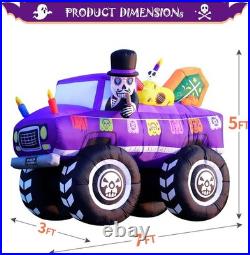 7FT Halloween Lighted Inflatable Skull Monster Truck Outdoor Giant Decor Blow Up 7FT Halloween Lighted Inflatable Skull Monster Truck Outdoor Giant Decor Blow Up